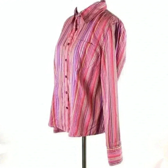 Liz Claiborne top size L button down pinstriped - Picture 6 of 9